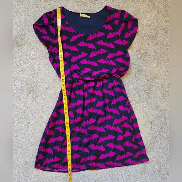 ModCloth/Peach Love California Oh My Gosh Purple Bats A-Line Dress Size M - Picture 6 of 10